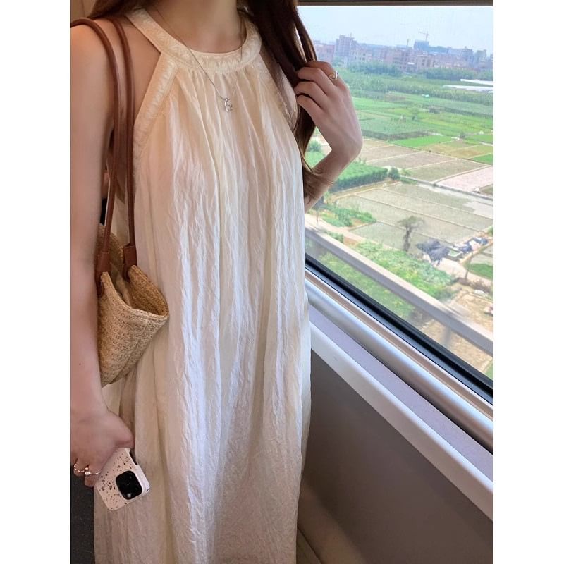 Halter Neck Solid Sundress Maxi