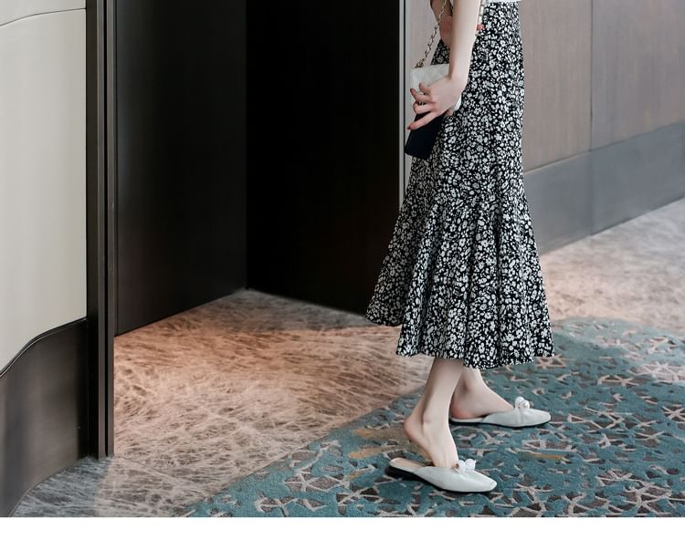 Floral Skirt A-Line Waist Midi Elastic Print
