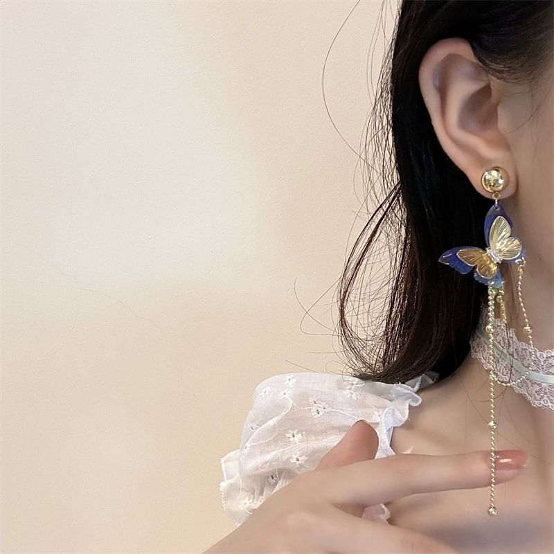 Lace Butterfly / Choker Drop Earring Bow Cross