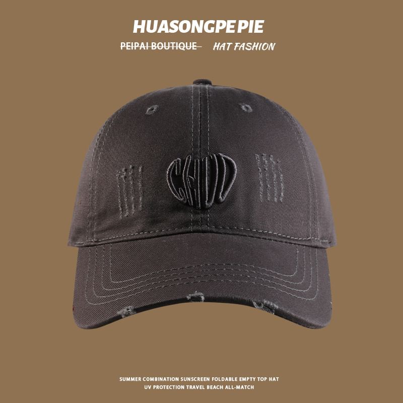 Letter Distressed Cap Embroidered Baseball