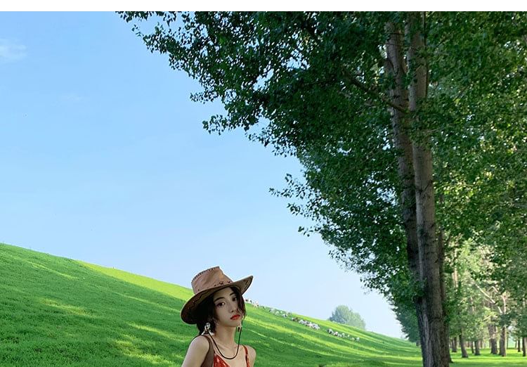 Sundress Patterned Spaghetti Maxi Strap