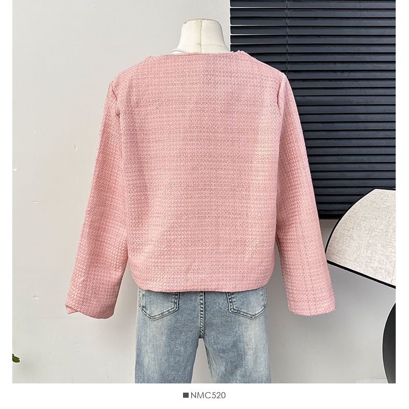 Crew-Neck Tweed Jacket