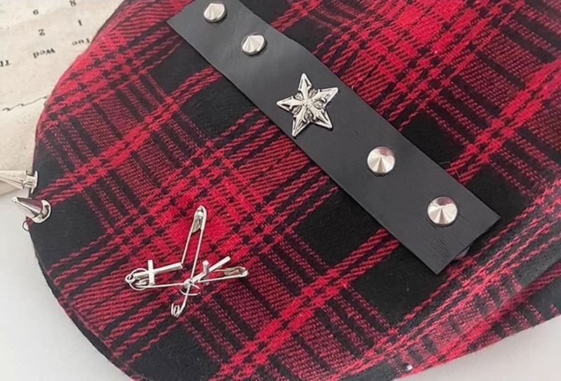 Accent Pin Plaid Cap Newsboy