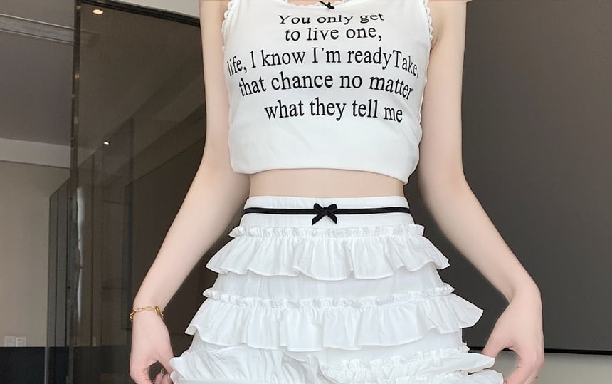 Bow Skirt A-Line Mini High Rise Tiered