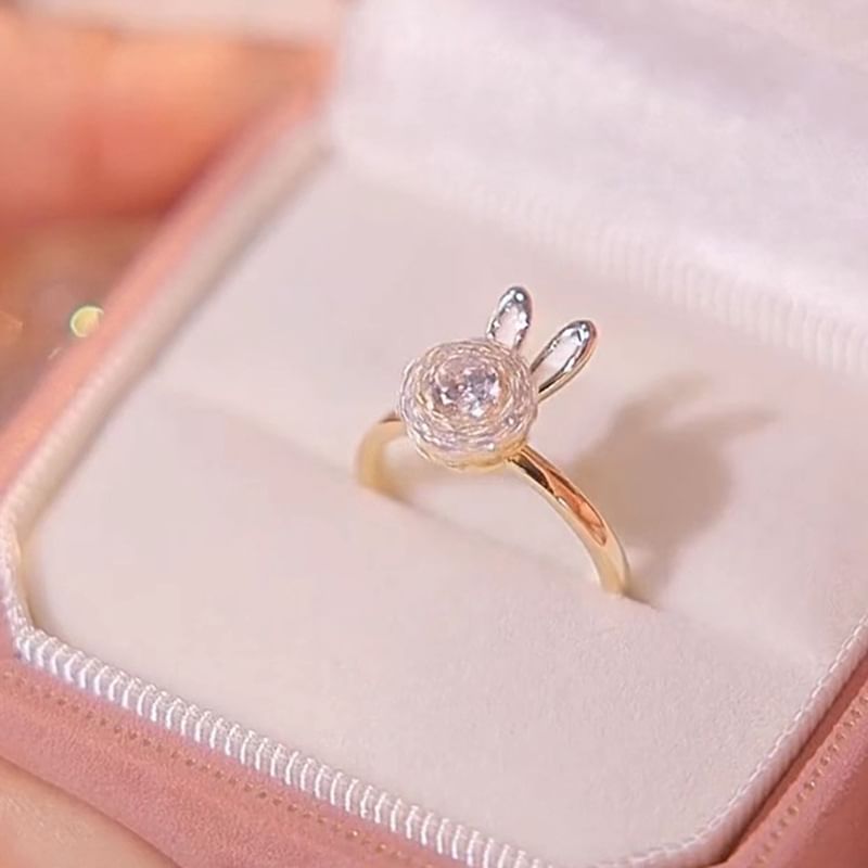 / Pendant Rabbit Open Necklace Rhinestone Alloy Ring
