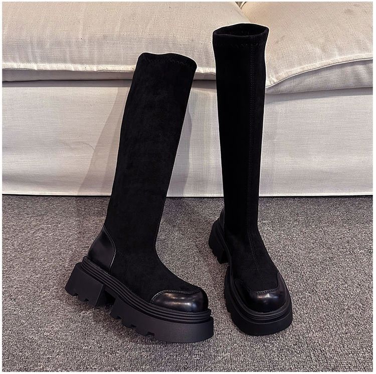 Boots Suede Platform Faux Tall