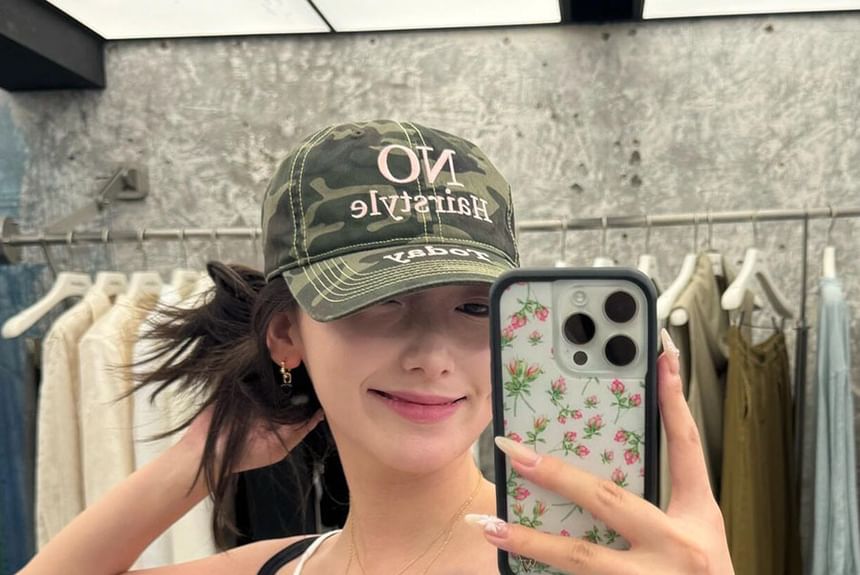 Embroidered Camo Print Baseball Letter Cap