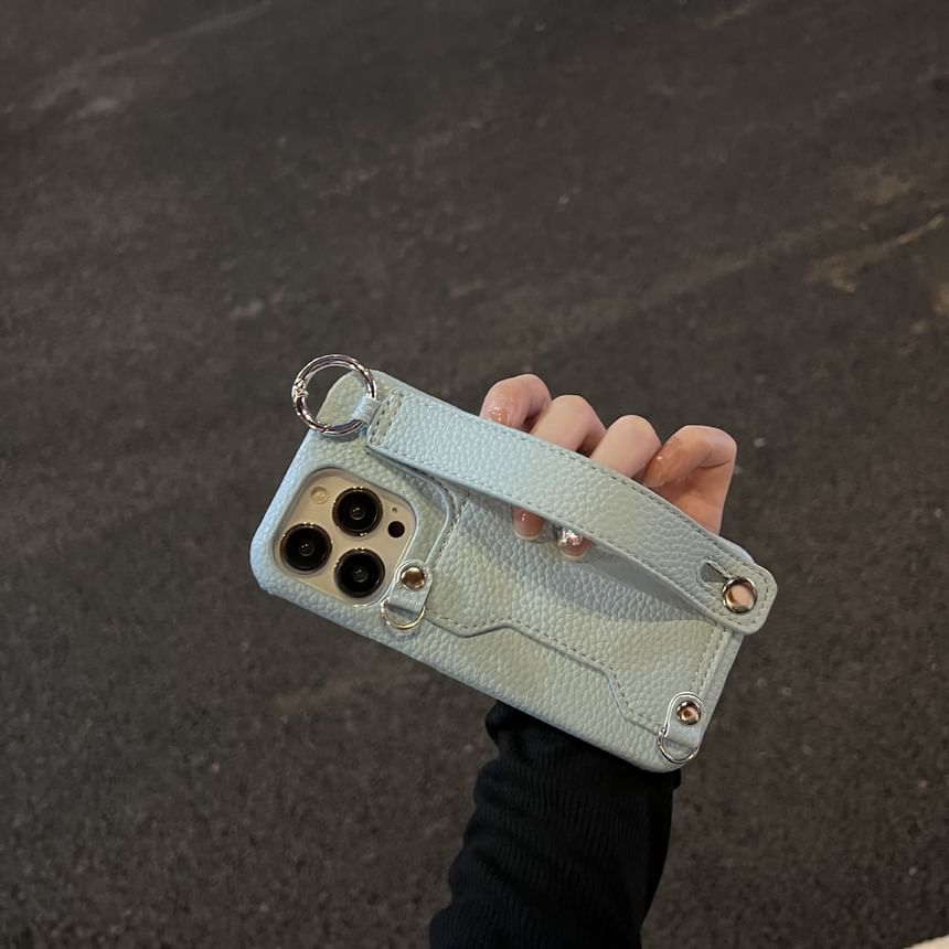 Faux Mirror Heart Case Leather Phone