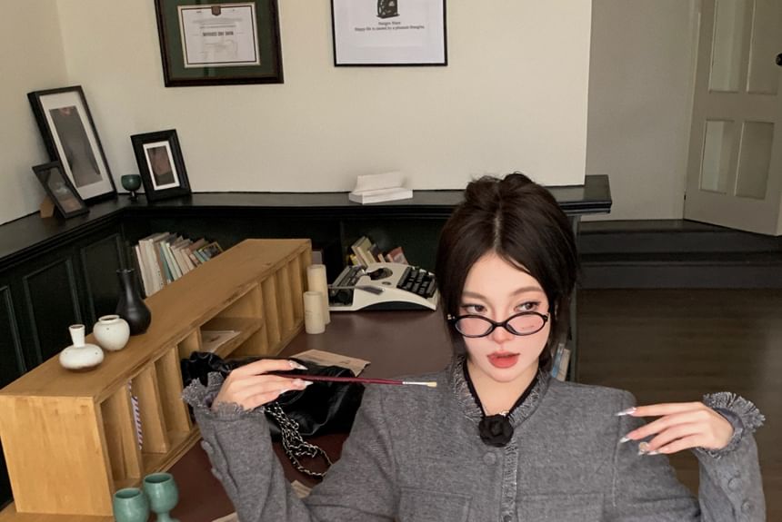 Fray-Trim Slim-Fit Wool Jacket