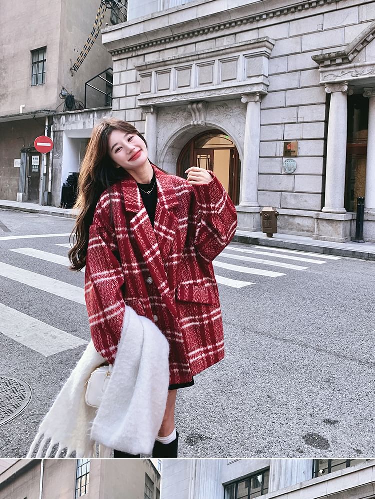 Plaid Oversized Double-Breasted Coat