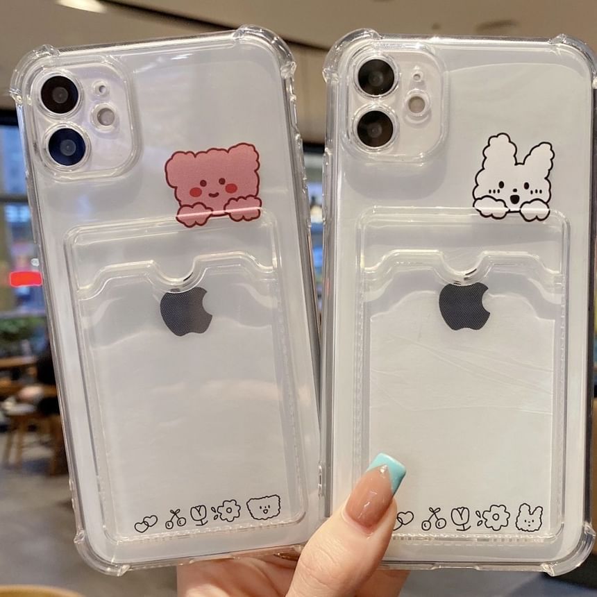 Animal Card Holder Transparent Phone Case