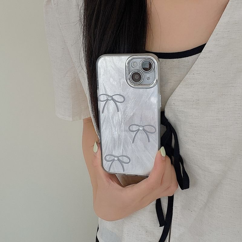 Bow Phone Faux Case Pearl