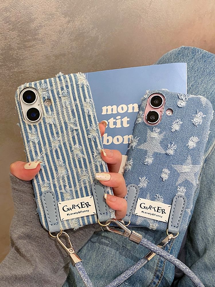 Phone Denim Case Distressed / Strap Set