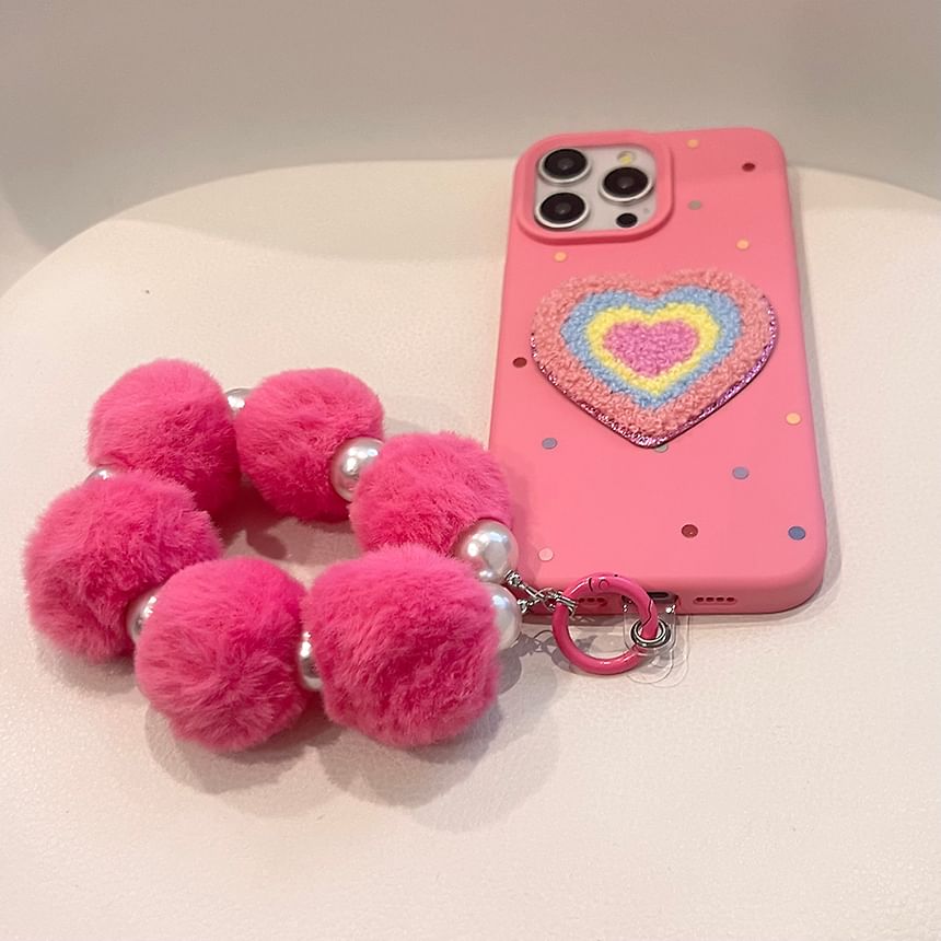 Heart Pom Set Embroidered Case Strap / Phone