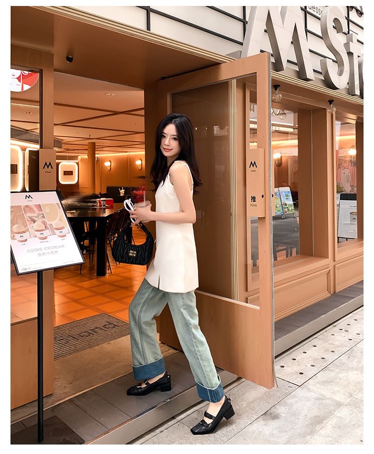 Mary Square Block Pumps Heel Toe Buckle Jane