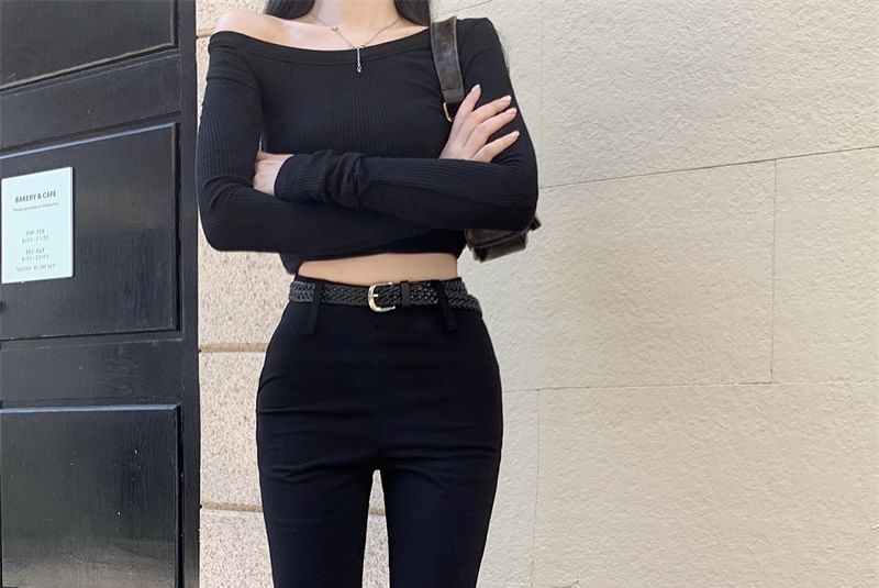 High Pants Rise Plain Flared