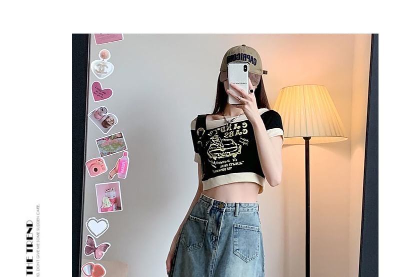 High Waist Fringed A-Line Midi Denim Skirt