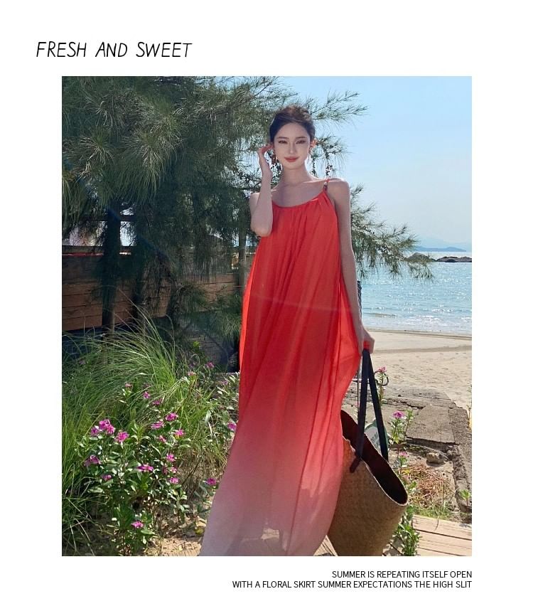Spaghetti Strap Ombre Maxi Sundress