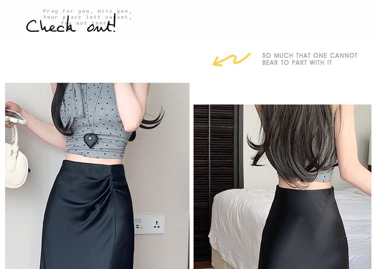 Plain High Ruched Skirt A-Line Waist Midi