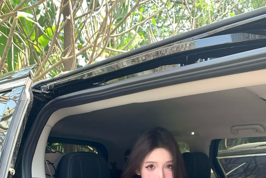 T-Shirt Neck Cartoon Sleeve Bow Scoop Crop Cap Print