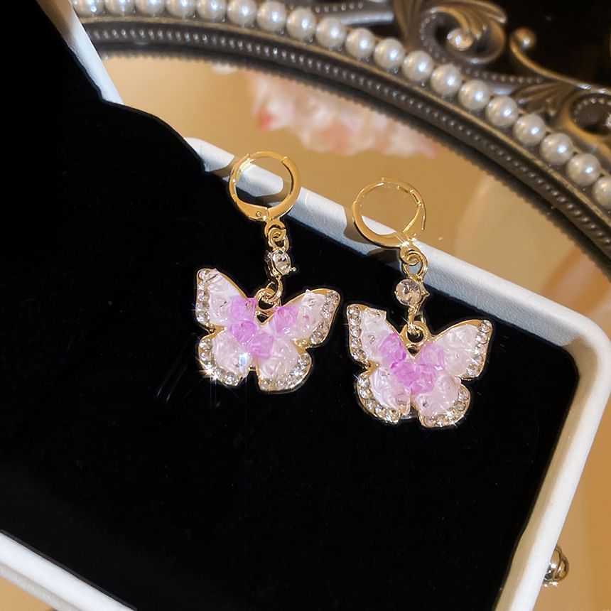 Dangle / Cuff Earring Ear Alloy Rhinestone Glaze Butterfly