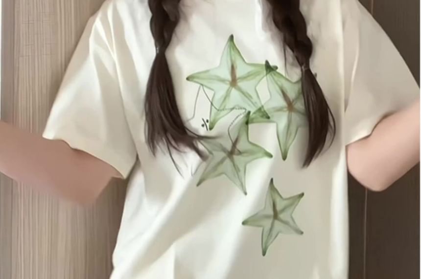 T-Shirt Short-Sleeve Crewneck Print Star