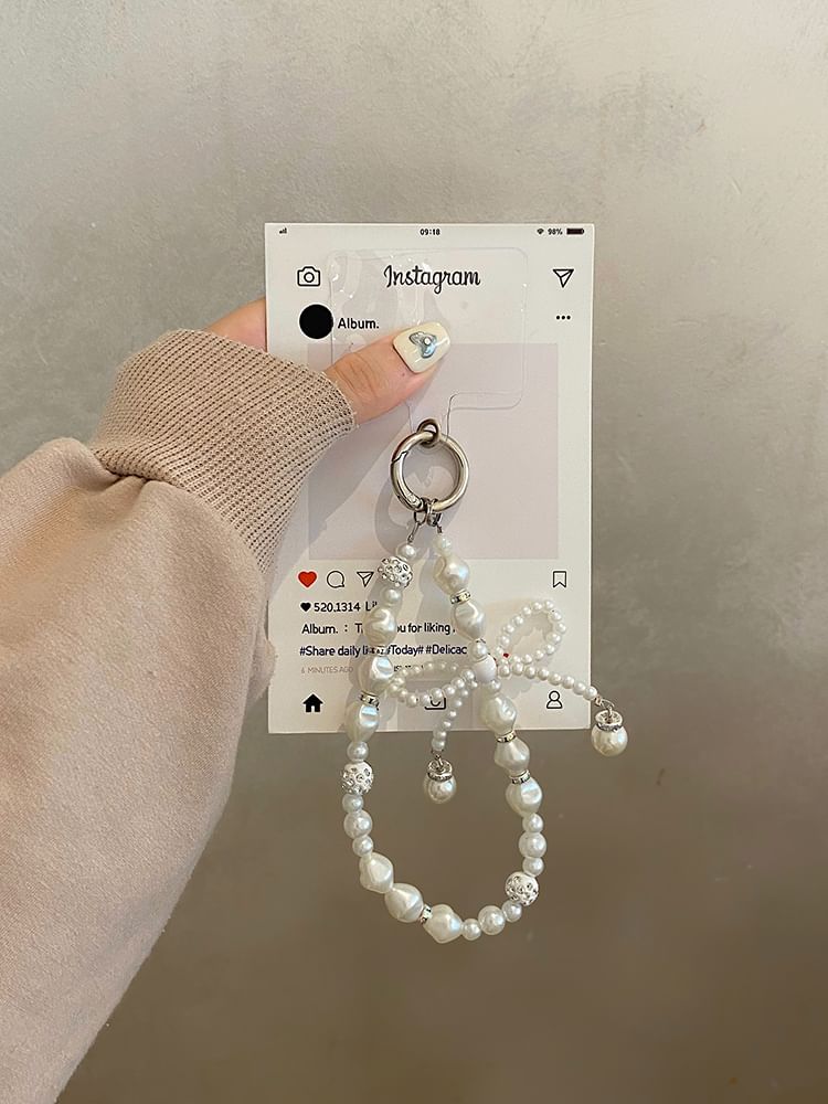 Lace Phone Print Case Faux / Strap Pearl Set