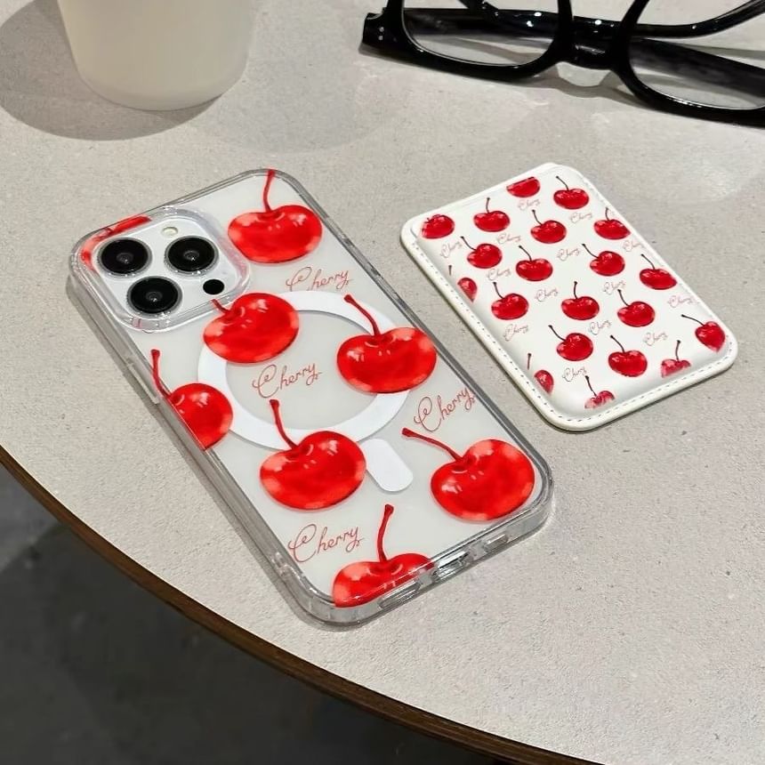 Holder MagSafe) Case Set (Compatible Card Cherry Magnetic Phone with /