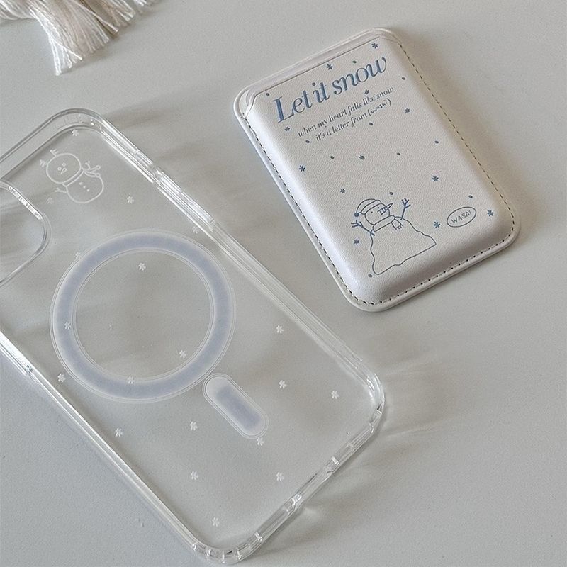 Card (Compatible MagSafe) Phone / Case Magnetic with Snowman