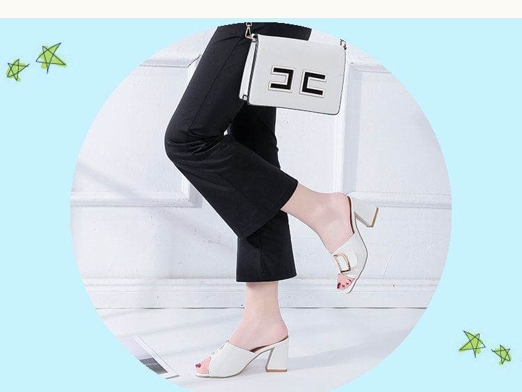 Chunky Sandals Heel Slide Buckled