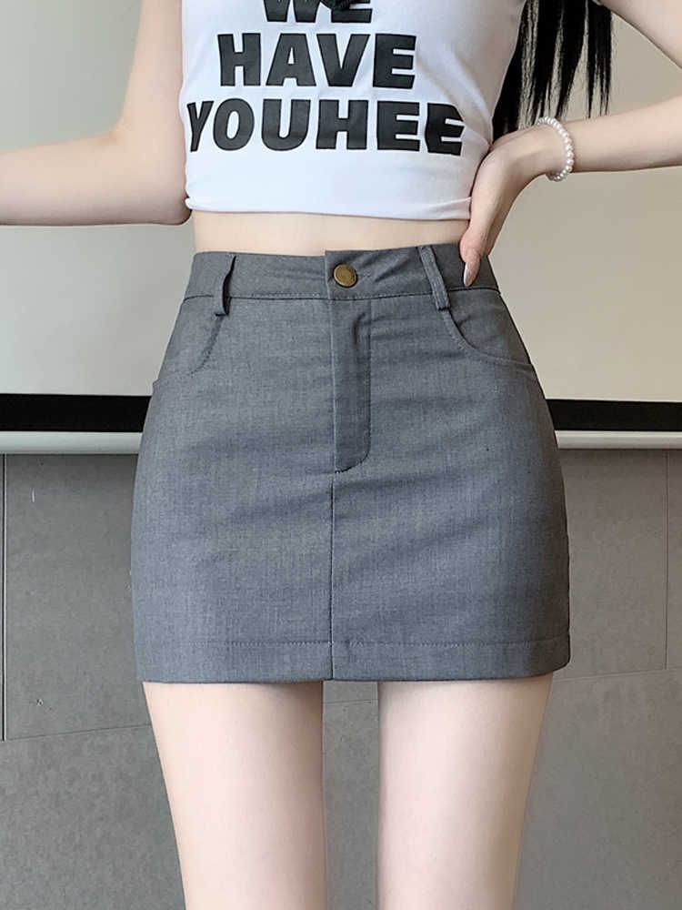 High-Waist Solid Mini Pencil Skirt