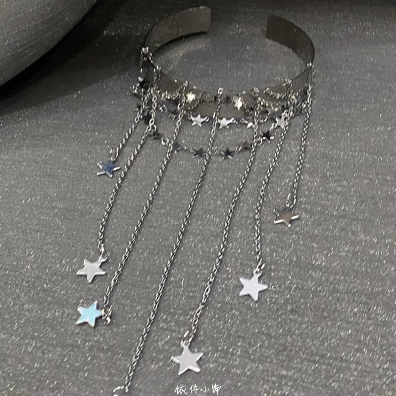 Fringed Bangle Chain Open Star