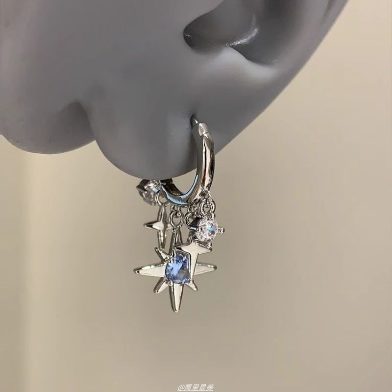 Rhinestone Huggie Drop Star Earring