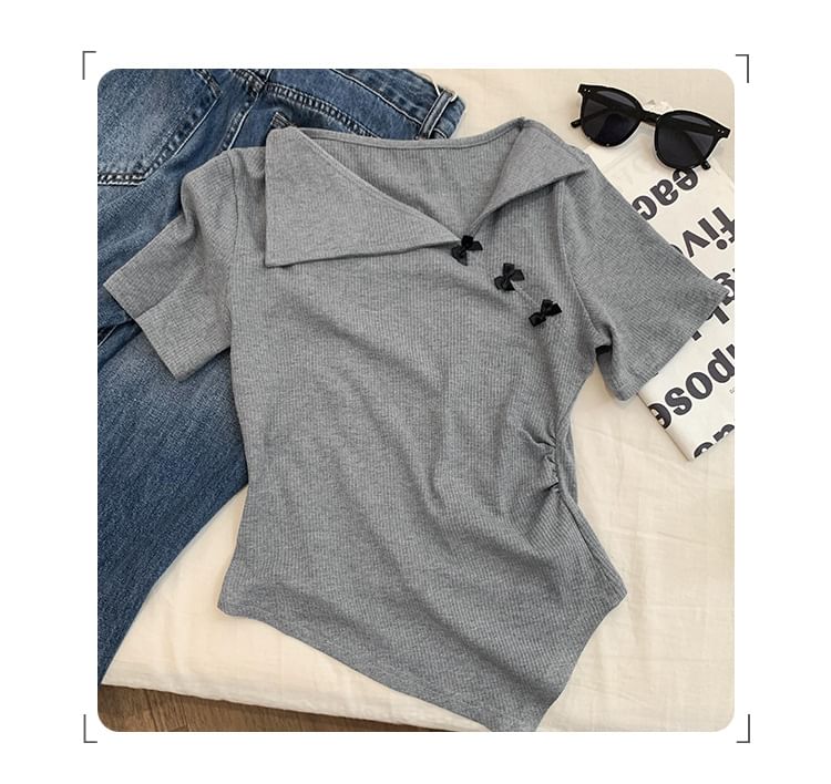 Top Asymmetrical Short-Sleeve Plain