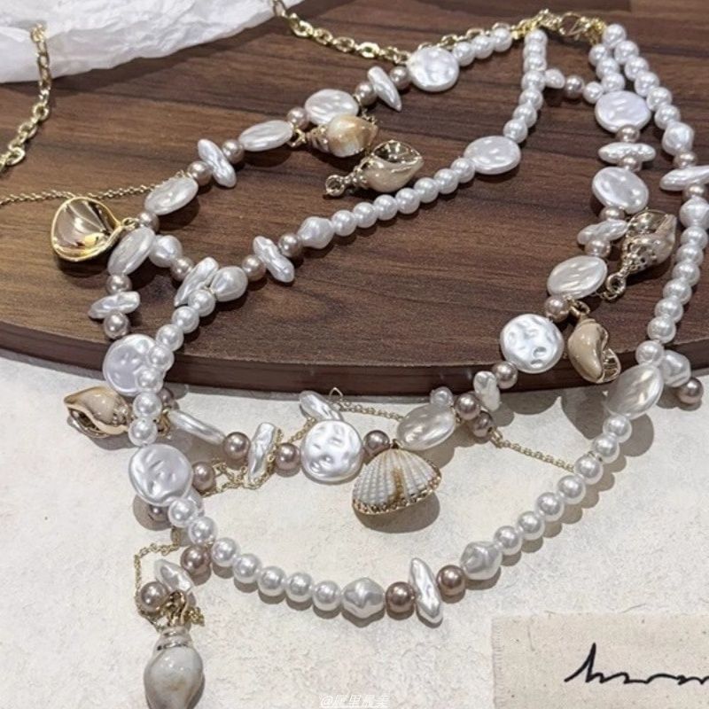 Chain Waist Disc Pearl Shell Faux Alloy