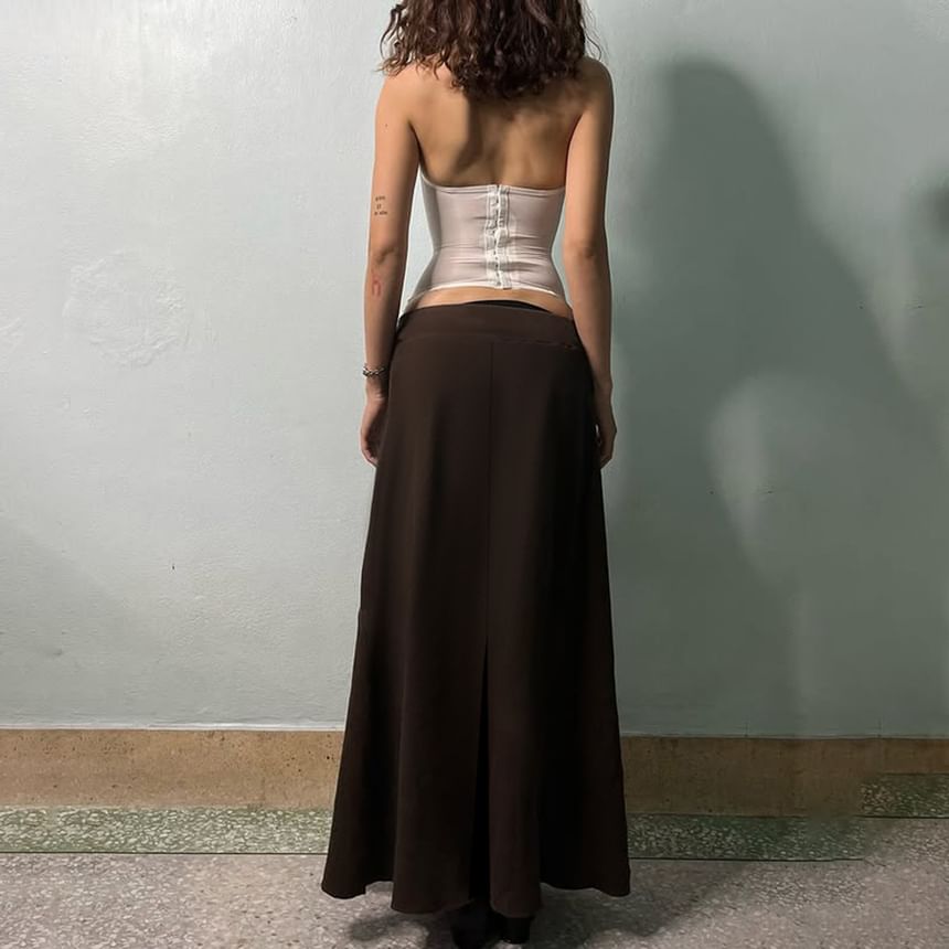 Low-Rise Beaded Maxi Skirt