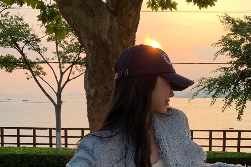 V-Neck Fringed Button-Up Plain Tweed Jacket