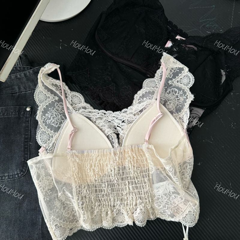 Lace Padded Crop Tank Top