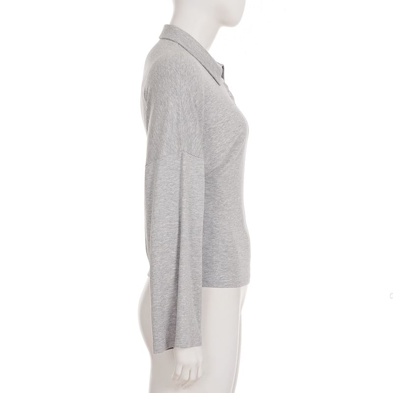 Long Sleeve Plain Polo Shirt