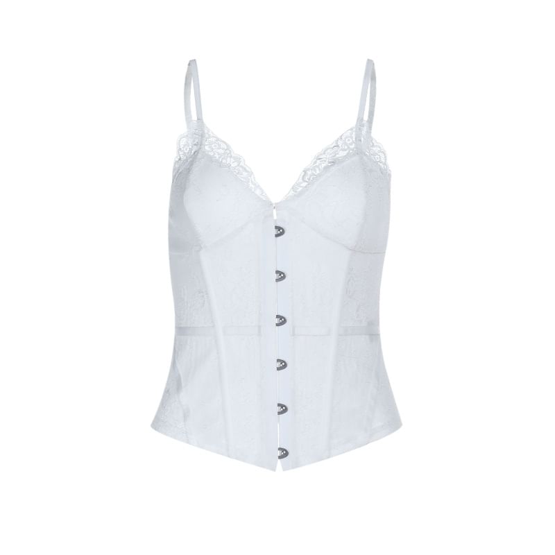 Corset Camisole with Lace V-Neck Panel