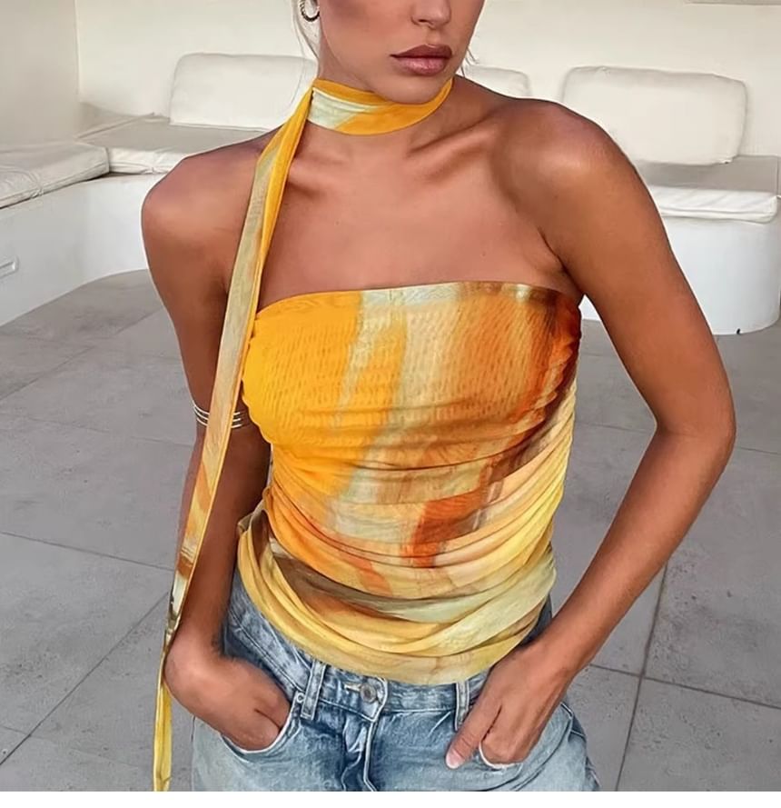Tie-Dye Mesh Tube Top