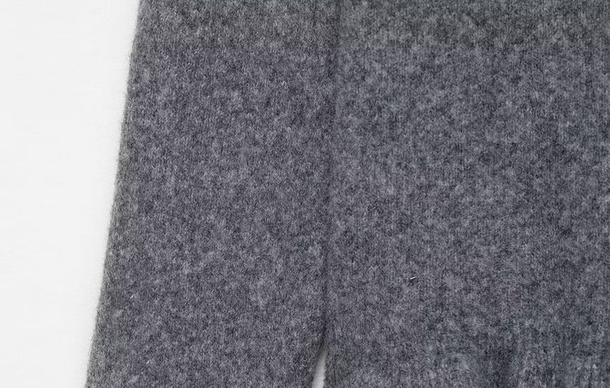 Long Sleeve Peter Pan Collar Plain Ruffled-Trim Cardigan