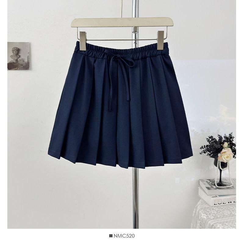 Drawstring Mini Pleated Skirt - Altfashion Shop