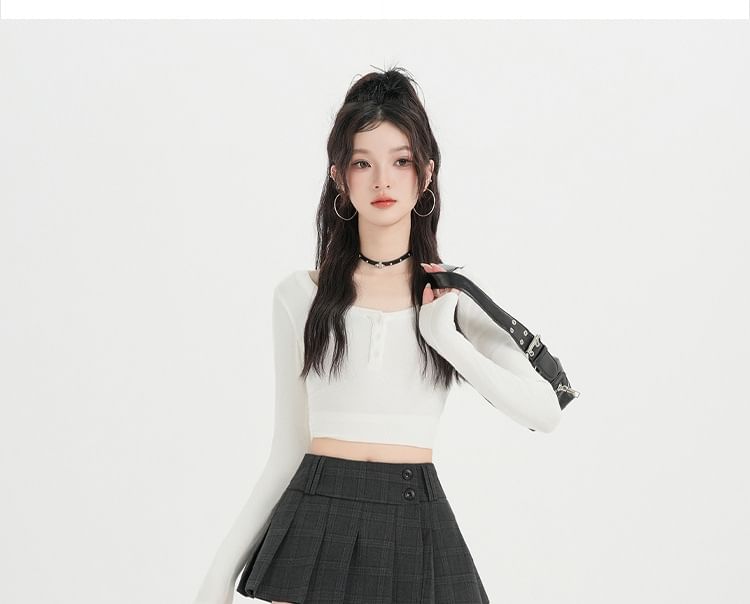 High Waist Plaid Mini Pleated Skirt