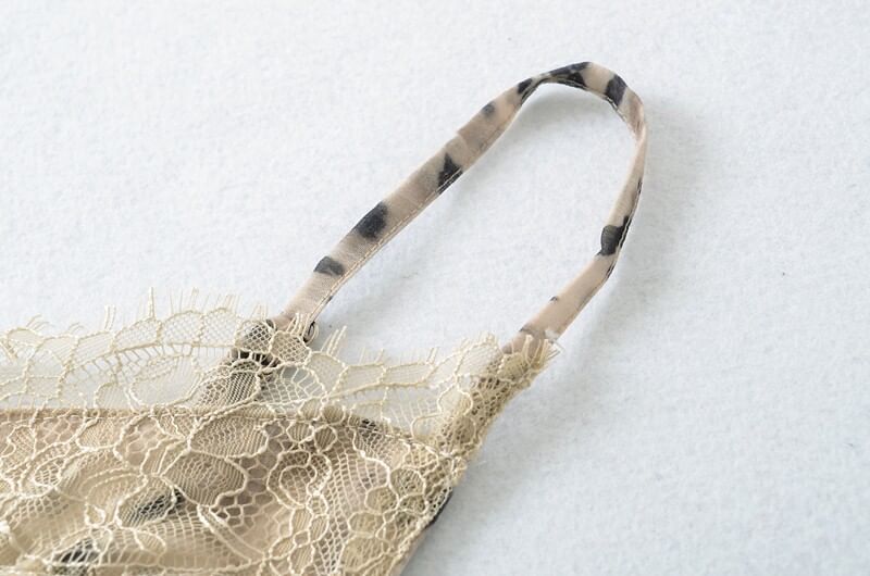 Spaghetti Strap V-Neck Leopard Print Lace Trim Maxi A-Line Dress
