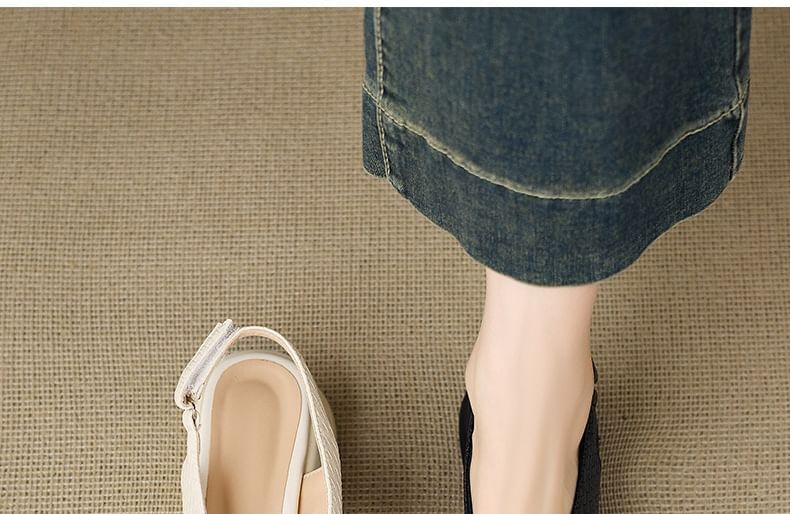 Platform Plain Faux Leather Slingback Sandals
