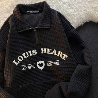 Embroidered Oversized Letter Collar Sweatshirt