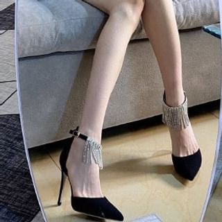 Pumps Fringed D'Orsay Designs) Stiletto Rhinestone Pointed (Various Toe