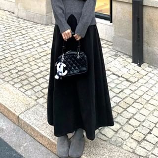 Long-Sleeve Knit Top & Cape & Maxi Skirt Set