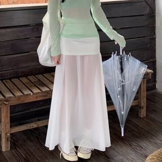 V-Neck Top and Camisole with Maxi Skirt Set